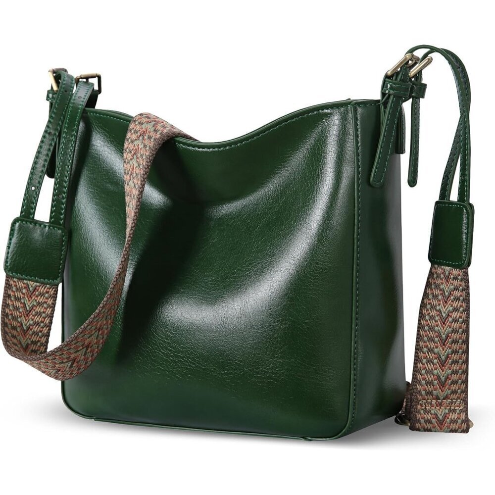 Leather Crossbody Bag with Multi Pockets Adjustable Strap for Women